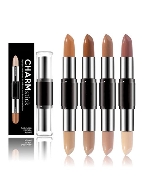 8 Color 2-in-1 Double-Ended Contour Stick Set for Highlighting and Concealing, Versatile Makeup Cream