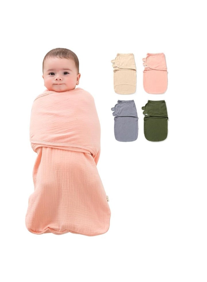 ZONEY Baby Swaddle Wrap, 4 Layer Newborn Swaddle Blanket Wrap with Breathable Organic Cotton, Adjustable Wider Velcro Baby Swaddle Blanket, Baby Essentials for 0-6Months Baby - Image 1