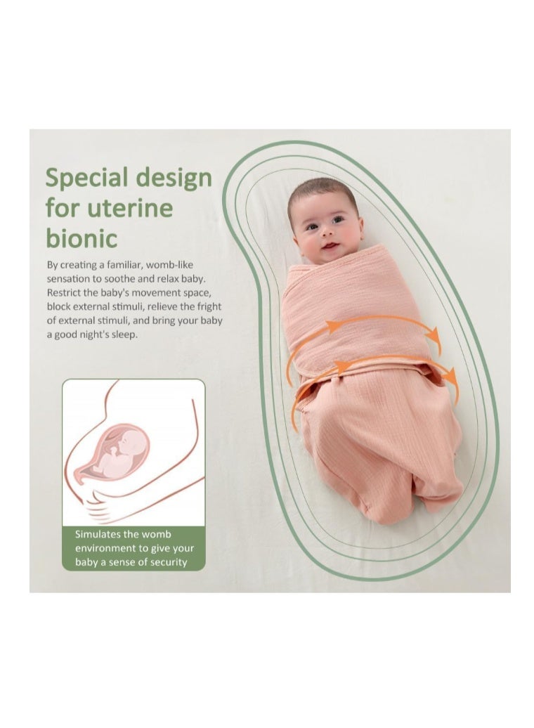 ZONEY Baby Swaddle Wrap, 4 Layer Newborn Swaddle Blanket Wrap with Breathable Organic Cotton, Adjustable Wider Velcro Baby Swaddle Blanket, Baby Essentials for 0-6Months Baby - Image 3