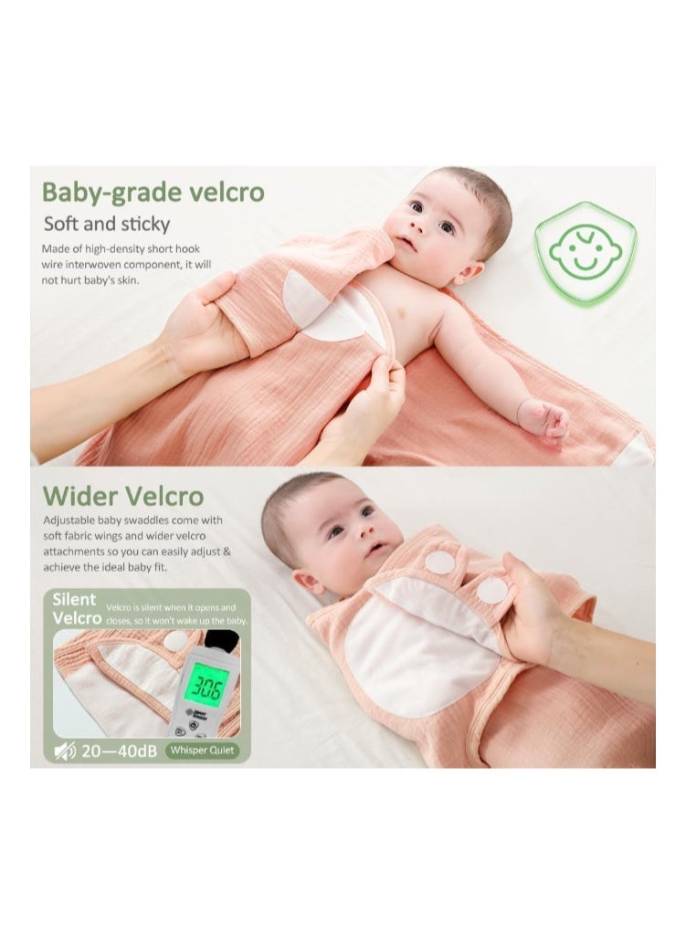ZONEY Baby Swaddle Wrap, 4 Layer Newborn Swaddle Blanket Wrap with Breathable Organic Cotton, Adjustable Wider Velcro Baby Swaddle Blanket, Baby Essentials for 0-6Months Baby - Image 4