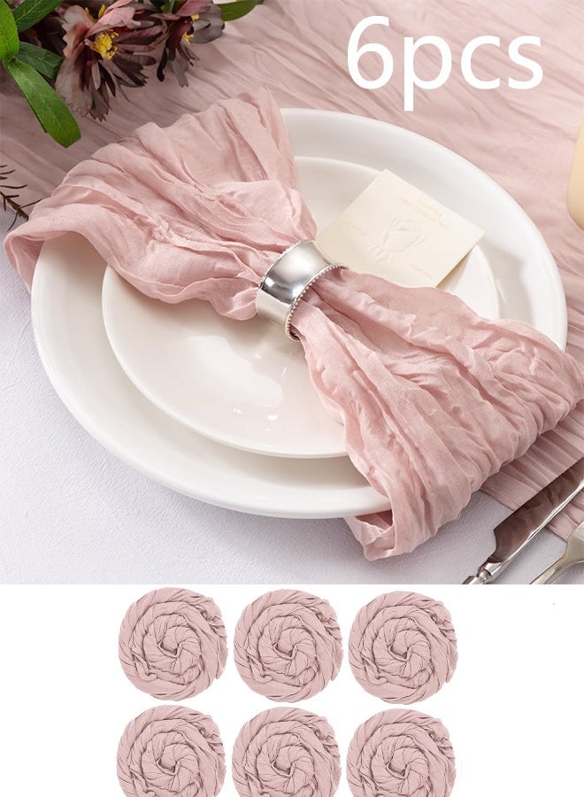 KANGLI 6-Piece Cloth Napkins, Gauze Napkin Vintage Boho Cheesecloth Napkin Bulk For Party,Wedding,Reception,Bridal Shower Table Decorations,Pink,50*50cm/19.7*19.7in - Image 1