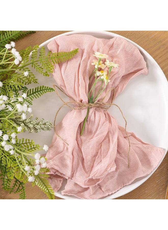 KANGLI 6-Piece Cloth Napkins, Gauze Napkin Vintage Boho Cheesecloth Napkin Bulk For Party,Wedding,Reception,Bridal Shower Table Decorations,Pink,50*50cm/19.7*19.7in - Image 2