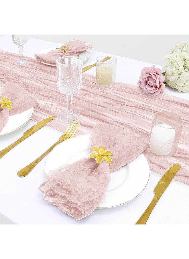 KANGLI 6-Piece Cloth Napkins, Gauze Napkin Vintage Boho Cheesecloth Napkin Bulk For Party,Wedding,Reception,Bridal Shower Table Decorations,Pink,50*50cm/19.7*19.7in - Image 3