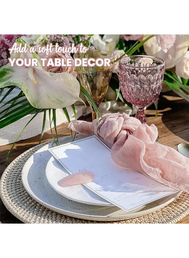 KANGLI 6-Piece Cloth Napkins, Gauze Napkin Vintage Boho Cheesecloth Napkin Bulk For Party,Wedding,Reception,Bridal Shower Table Decorations,Pink,50*50cm/19.7*19.7in - Image 4