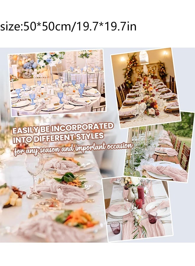 KANGLI 6-Piece Cloth Napkins, Gauze Napkin Vintage Boho Cheesecloth Napkin Bulk For Party,Wedding,Reception,Bridal Shower Table Decorations,Pink,50*50cm/19.7*19.7in - Image 5