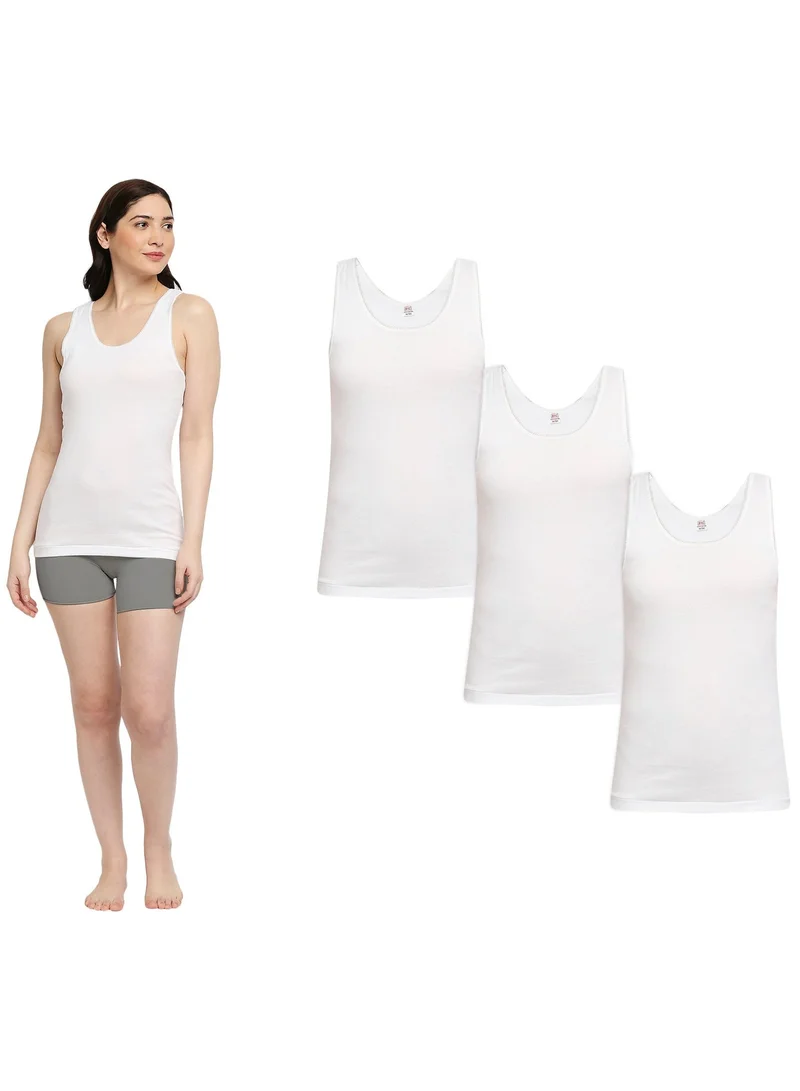 BYC WOMEN'S COTTON VEST (PACK OF 3) - WHITE