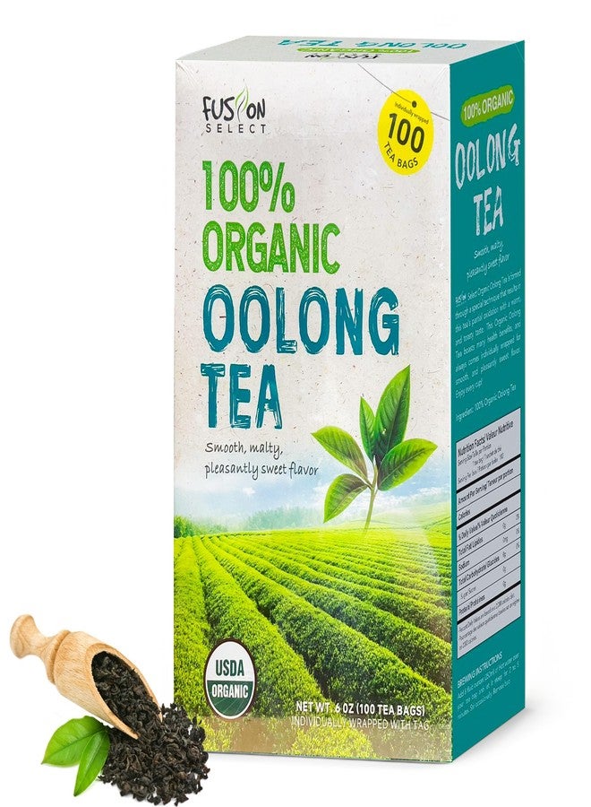 Fusion Select Organic Oolong Tea Bags - Smooth, Mildly Sweet Flavor - Healthy, Relaxing, Fresh Herbal Drink - Instant, Just Steep In Hot Water - 100 Packets of Individual Tea Bags Per Box - Image 1