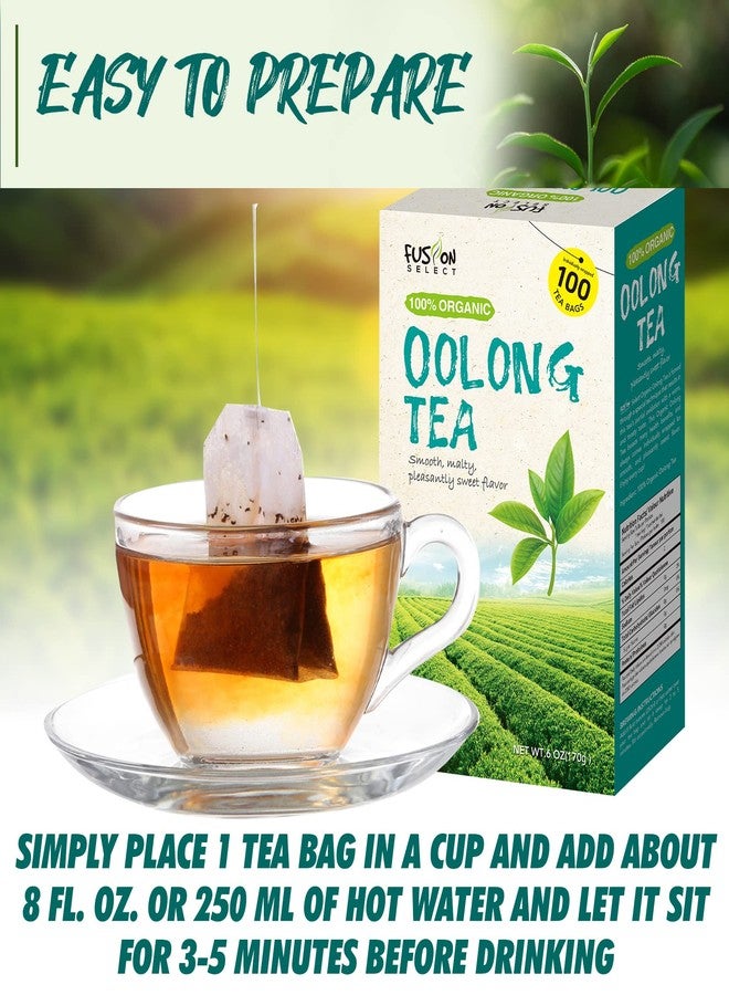 Fusion Select Organic Oolong Tea Bags - Smooth, Mildly Sweet Flavor - Healthy, Relaxing, Fresh Herbal Drink - Instant, Just Steep In Hot Water - 100 Packets of Individual Tea Bags Per Box - Image 4