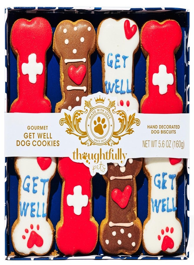 Thoughtfully Pets, Get Well Dog Cookies Gift Set, Crunchy Dog Treats Includes Colorfully Hand Decorated Get Well Themed Biscuits to Brighten Their Day, Set of 8 - Image 1