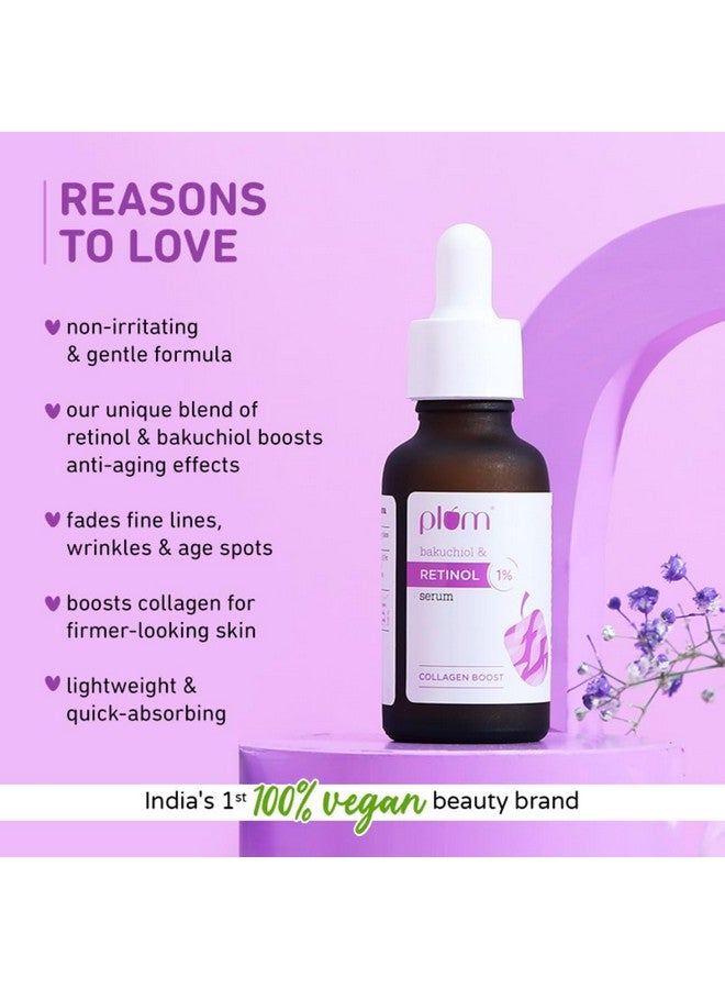 Plum 1% Retinol Face Serum with Bakuchiol | Reduces Fine Lines & Wrinkles | Promotes Cell Turnover for Youthful, Smooth Skin | 100% Vegan & Fragrance-Free | 20 ml, Yellow - Image 2