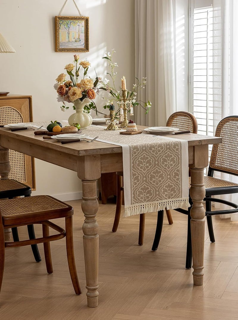 LOVNOV Eid Mubarak Table Runner Table Decorations - Ramadan Mosque Lattern Islamic Happy Ramadan Mubarak Party Supplies Decorations (35 x 180 cm, Taupe) - Image 4