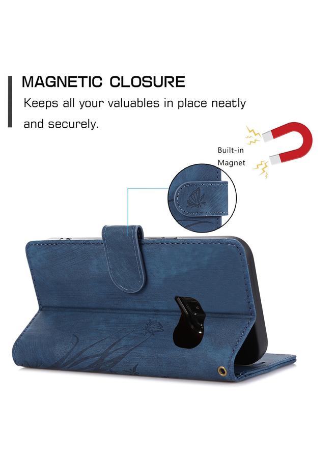 S-TOP Case For Samsung Galaxy S8 Orchid Butterfly Embossed Leather Phone Case - Image 5