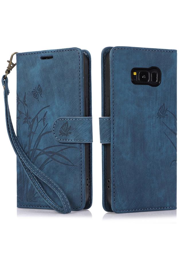 S-TOP Case For Samsung Galaxy S8 Orchid Butterfly Embossed Leather Phone Case - Image 1