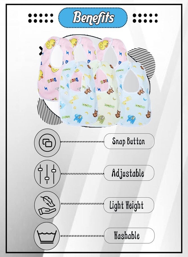 BTfash Babies Soft Button Bib for Feeding | Waterproof Bib for New Born | Washable Feeding Aprons for Infants & Toddlers | Reusable, Comfortable & Ideal for Mealtime | Gentle on Skin (Assorted_PO6) - Image 4