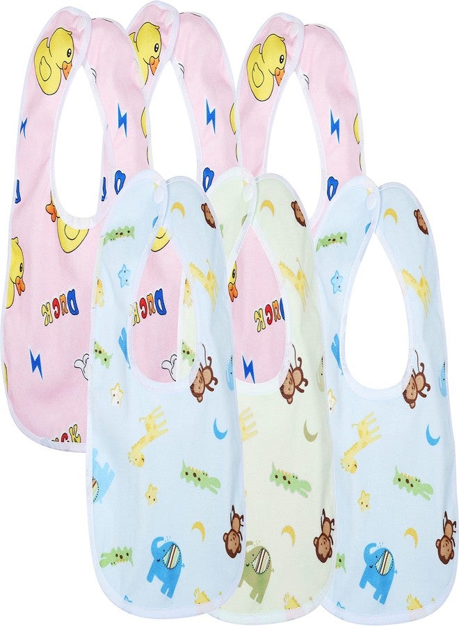 BTfash Babies Soft Button Bib for Feeding | Waterproof Bib for New Born | Washable Feeding Aprons for Infants & Toddlers | Reusable, Comfortable & Ideal for Mealtime | Gentle on Skin (Assorted_PO6) - Image 1