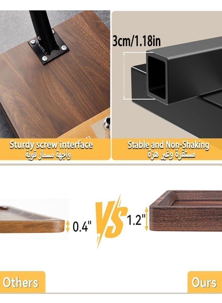 Malaksky C Table End Table, 360°Swivel TV Tray Table for Small Spaces, Side Tables with Wheels for Living Room and Bedroom, Bed (Walnut) | Adjustable Height, 360°Swivel, for Small Spaces, Couch Tables, That Slide Under, with Wheels - Image 5
