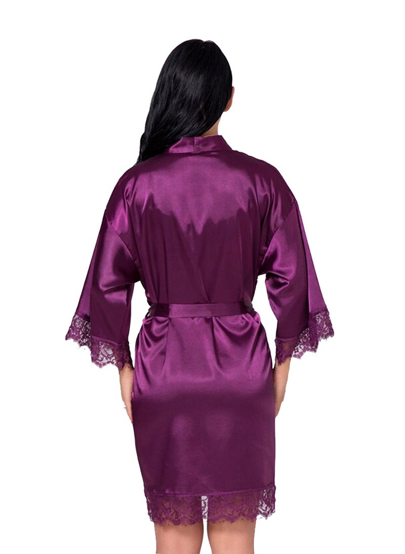 We Happy Ladies Nightwear Gown Satin Bathrobe Bridesmaid Short Kimono  - Image 3