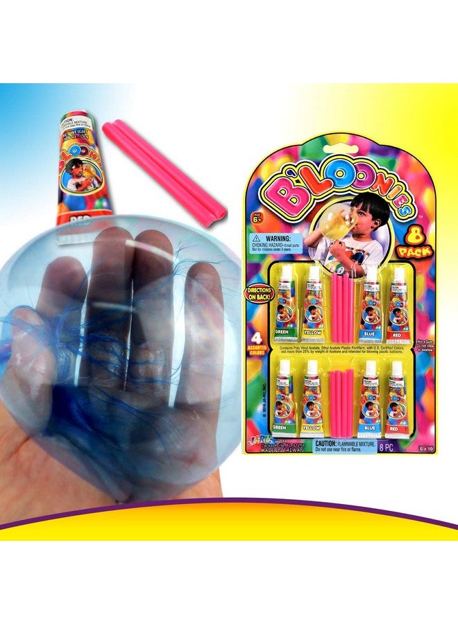 جا-رو بالونات بلاستيكية متنوعة من B'Loonies، 8 قطع (16 أنبوبًا في عبوتين) - صنع فقاعات رائعة من Bloonies. نفخ فقاعة بلاستيكية. لعبة كلاسيكية. لعبة كلاسيكية. بالإضافة إلى ملصق واحد. 774-2S - Image 5