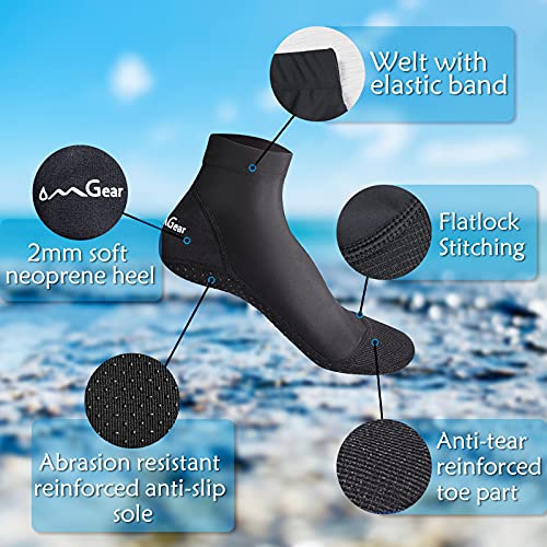 OMGear Water Socks Beach Volleyball Sand Proof Booties - Quick Dry Aqua Shoes for Swimming, Surfing, Snorkeling, Soccer, Kayaking - Adult Youth (Black02, L) - Image 3