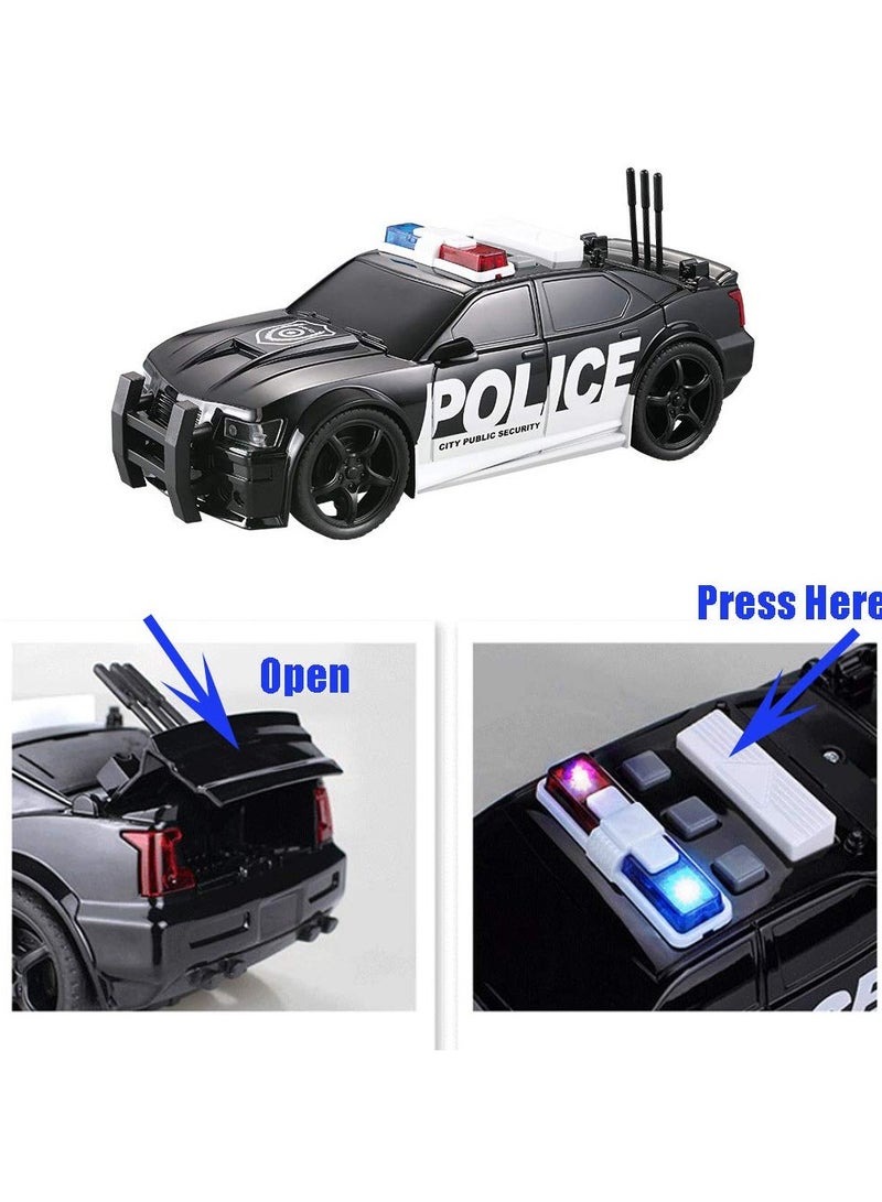 Police Car Toy for Kids, Friction Powered Vehicle with Light and Sound Plastic Police Car Toy Best Gift for Boys Age 3+ - Image 1