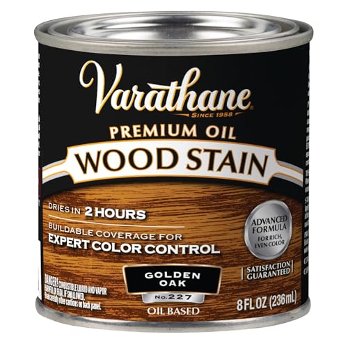 Varathane Rust-Oleum 211793 Stain, Golden Oak, 1/2", Half Pint, Gold - Image 1