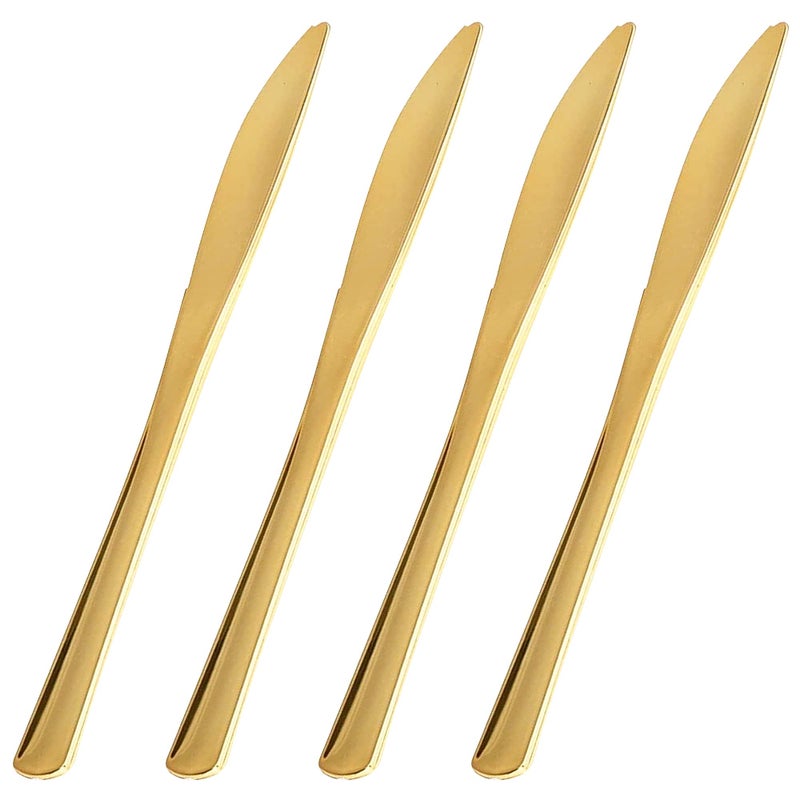 The FORKED FORKED 50Piece Gold Plastic Disposable Knives  HeavyDuty Silverware  Durable Disposable Soup Knives for Party Wedding Occasion