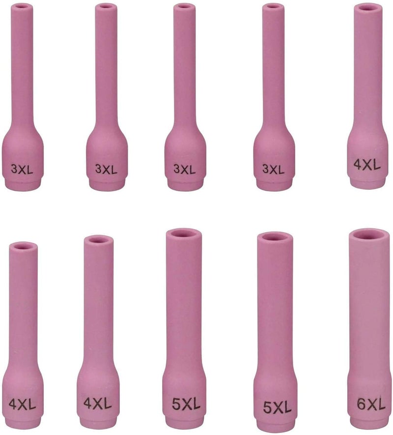 RIVERWELD TIG Alumina Nozzles Ceramic Cups Long 796F74 3XL# 3/16" 5.0mm, 796F75 4XL# 1/4" 6.5mm, 796F76 5XL# 5/16" 8.0mm, 796F77 6XL# 3/8" 9.5mm for DB SR WP 9 20 25 TIG Welding Torch 10pcs - Image 1
