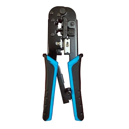 PARUHT Dual-Modular Crimping Tool, Network Cable Cutting, Stripping, and Crimping for RJ45 RJ12 RJ11 8P/6P/4P CAT5/CAT5e/CAT6/CATA Wire Cutter Stripper Black -DMCT - Image 1