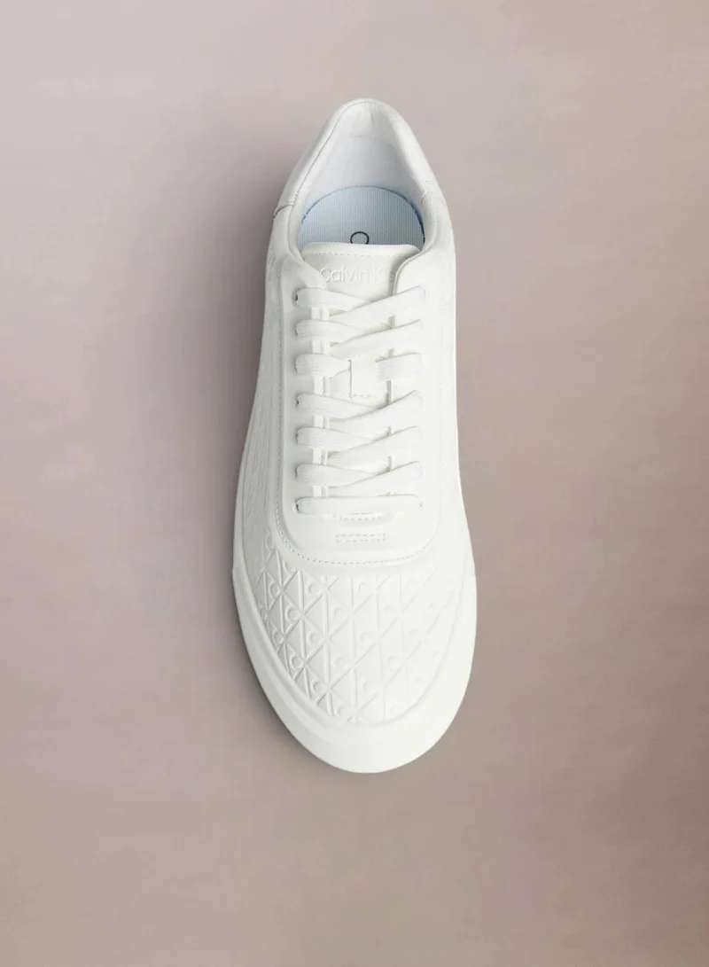 Calvin Klein Triple White Mono Leather Emblem Logo Trainers for Men | Best Price UAE