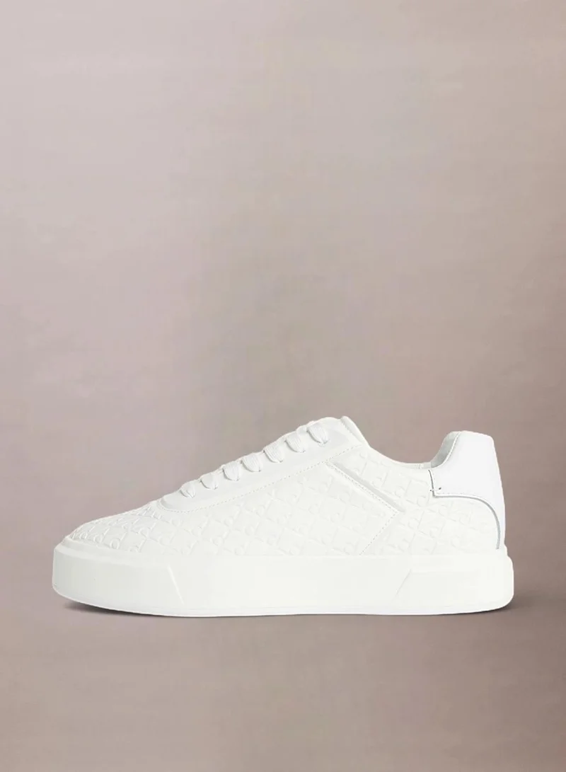 Calvin Klein Triple White Mono Leather Emblem Logo Trainers for Men | Best Price UAE