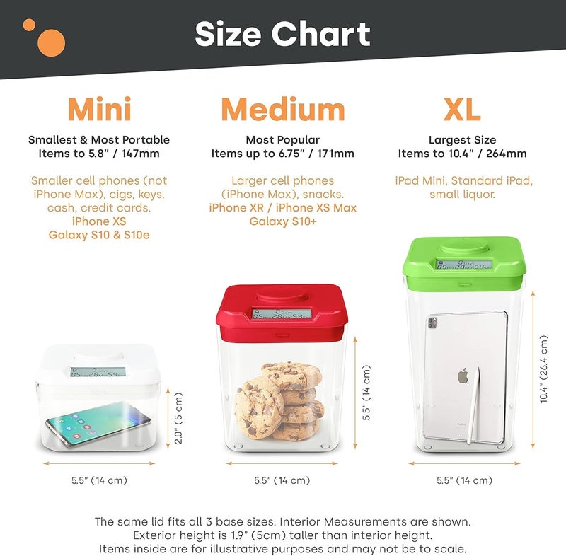 Kitchen Safe ï»¿Kitchen Safe Time Locking Container (Medium), Timed Lock Box for Cell Phones, Snacks, and other unwanted temptations (White Lid + 5.5â€ Clear Base) - Image 3