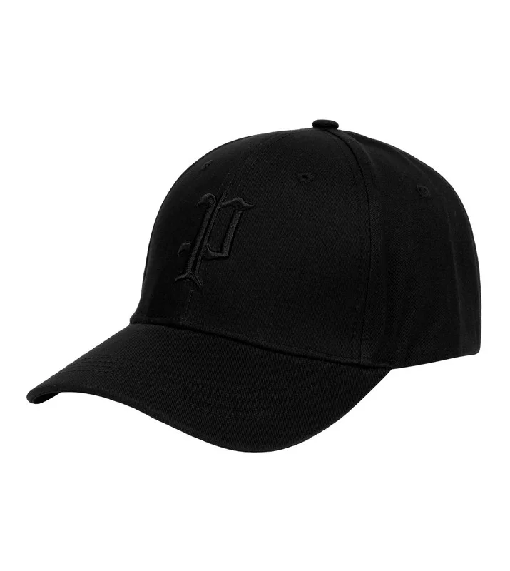 بوليس Police Gothic Monogram Cotton Baseball Cap - Black with Tonal Logo