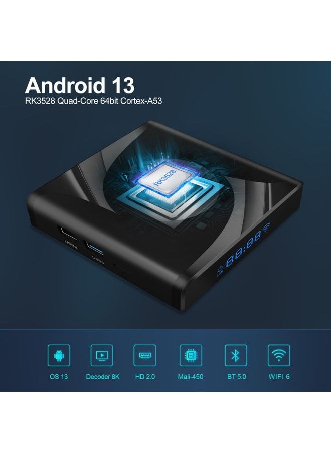 Generic - X88 Pro 13 Android 13.0 Smart TV Box with Remote Control, RK3528 Quad-Core, 4G+32GB(EU Plug) - Image 1