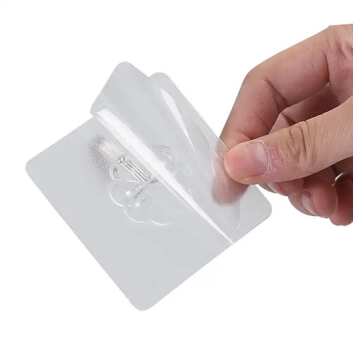 Self Adhesive Wall Hooks Heavy Duty for KitchenBathroomHome Improvement Hanging Clothes Use for GlassWoodMetalTiles Wall Waterproof Transparent Durable Reusable Strong 10kg Pack of 7 Pcs - Image 3