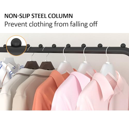 AYSIS Metal Single Garment Stand with Bottom Shelves Clothes Storage Organizer 4 Hooks Coat Rack (White) - Image 4