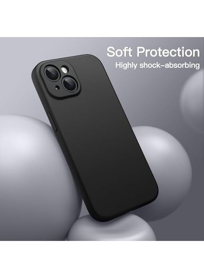 جي تيك جراب سيليكون مغناطيسي لهاتف آيفون 13 مقاس 6.1 بوصة متوافق مع غطاء هاتف Magsafe الناعم الحريري مع عدسة الكاميرا حماية كاملة باللون الأسود - Image 5