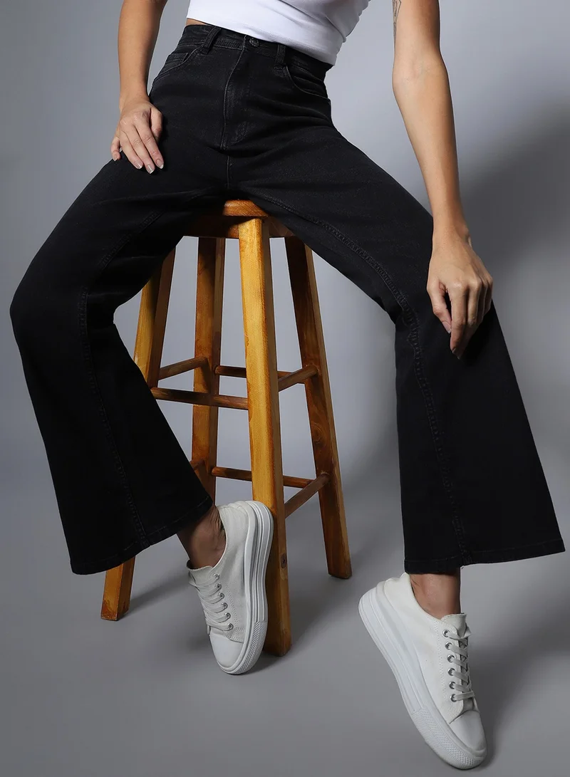 HIGH STAR Stretch Flare Fit Clean Look Jeans for Women