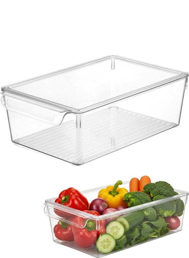 حافظة تخزين للطعام والثلاجة 20×32.5×10.5 سم مع غطاء – بلاستيك آمن خالٍ من BPA لتنظيم المأكولات والفواكه والخضروات داخل الثلاجة بسهولة - Image 1