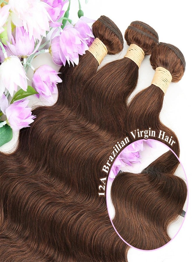 ALLRUN Brown Body Wave Bundles Human Hair 16 18 20 Inch Light Brown Hair Bundles Body Wave 12A 100% Unprocessed Brazilian Virgin Hair Chocolate Color Human Hair Extension Color 4# - Image 4