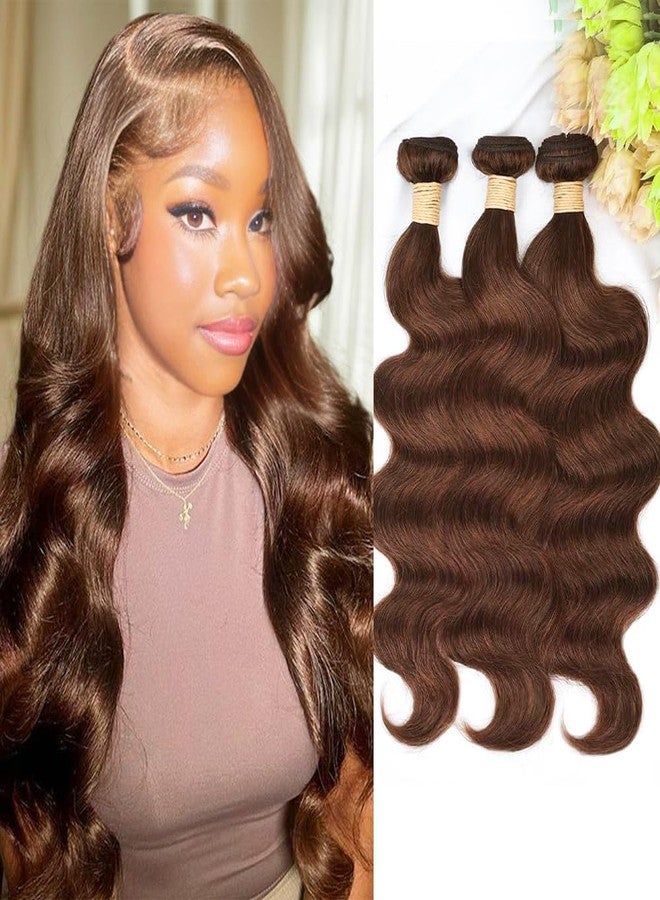 ALLRUN Brown Body Wave Bundles Human Hair 16 18 20 Inch Light Brown Hair Bundles Body Wave 12A 100% Unprocessed Brazilian Virgin Hair Chocolate Color Human Hair Extension Color 4# - Image 1