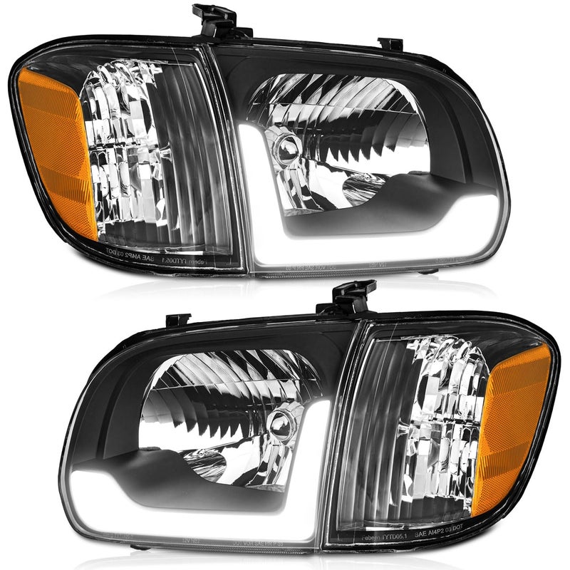 WEELMOTO DRL Headlights for 2005 2006 Toyota Tundra Double Cab SR5Limited Headlight for 2005 2006 2007 Sequoia Double Cab SR5Limited HeadlampCorner Lights