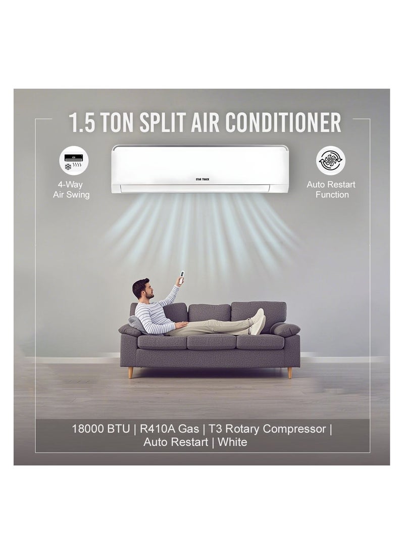 STAR TRACK 1.5 Ton Split Air Conditioner 18000 Btu R410a T3 Rotary Compressor Auto Restart White 5 Year Warranty On The Compressor  - Image 5
