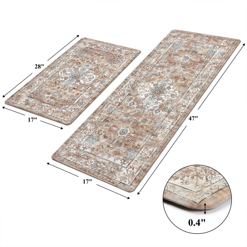Pauwer Anti Fatigue Kitchen Mat Set of 2 Non Slip Kitchen Mats for Floor Cushioned Kitchen Rugs Comfort Standing Mat Farmhouse Waterproof PVC Foam Kitchen Floor Mat Runner - Image 5