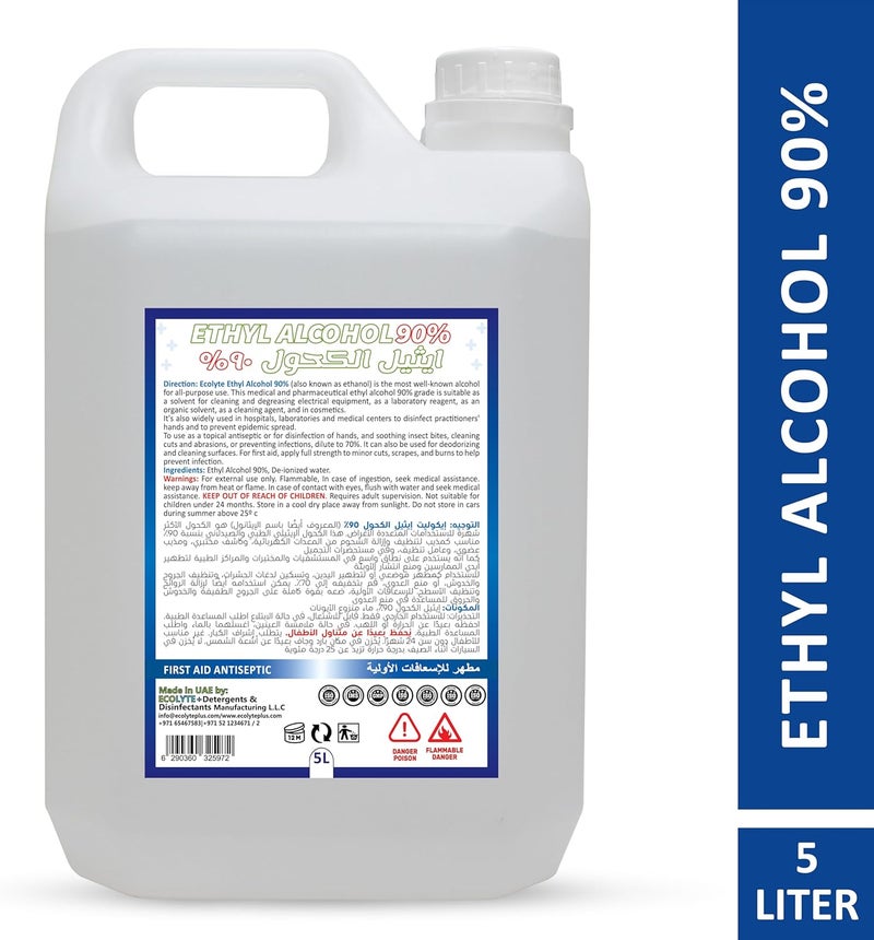 ECOLYTE+ Ethyl Alcohol 90% Solution - 5 Liter - Image 2