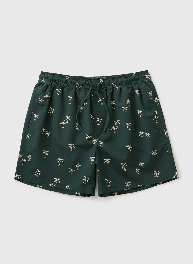 Matalan Khaki Palm Tree Swim Shorts