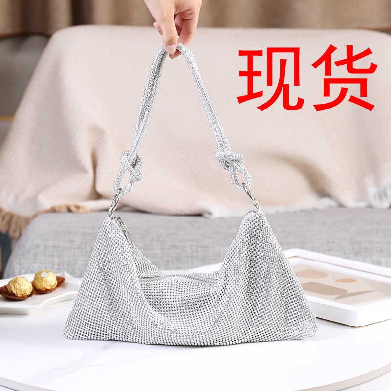 Explosions 2022 New Arrival Handmade Full Rhinestone Bag Dinner Bag Party Banquet Shoulder Handbag Underarm Bag For Women - Image 2