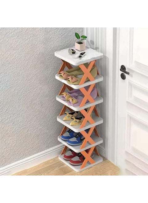PURCHASE PLUSE 6 Layer Shoes Stand,Adjustable Shoes Sleepers sandals Rack, Folding Footwear Rack, Easy Assembly and Stable in Structure, Corner Storage Cabinet for Saving Space (Pack of 1)