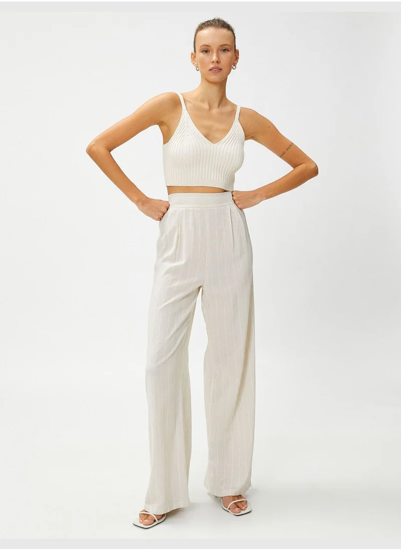 KOTON Wide Leg Relax Trousers Elastic Waist