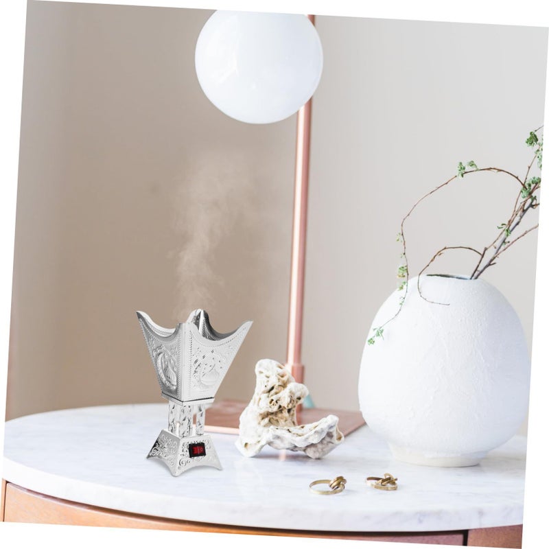 Golden Plug In Incense Burner Bakhoor Holder Arab Electric Decor 18x9.8x9.8cm Iron Household - Image 3