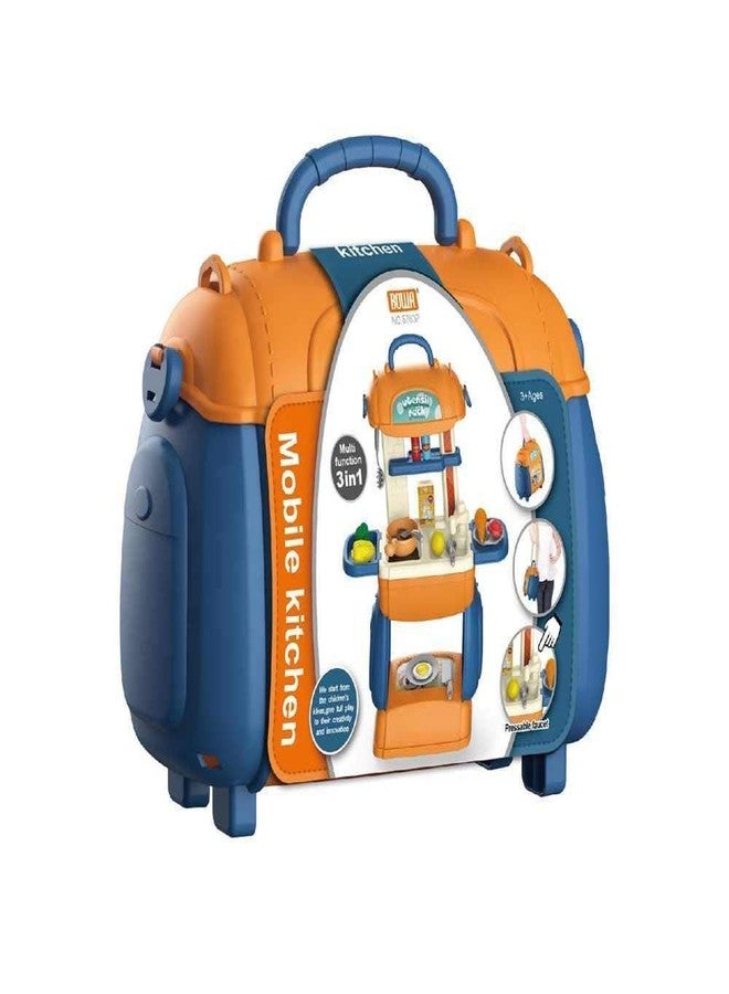 BLUEBELL 3 in 1 Kitchen Set for Kids 3 in 1 Multi Function Pretend Mobile Kitchen Play Set with Portable Suitcase Design for Girls and Boys (Orange Kitchen Set) - Image 5